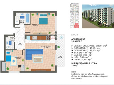 APARTAMENT 3 CAMERE- BERCENI- GRAND ARENA- COMISION 0